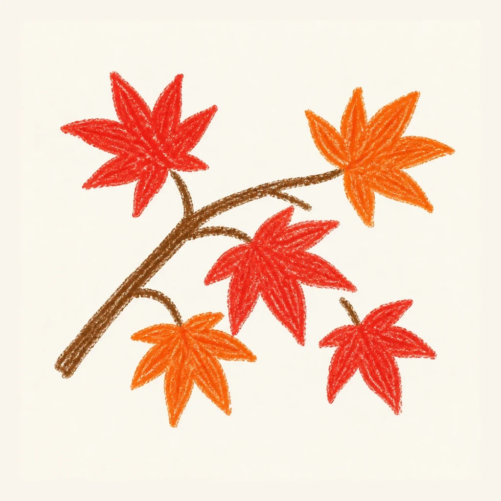 紅葉したモミジのらくがき表示