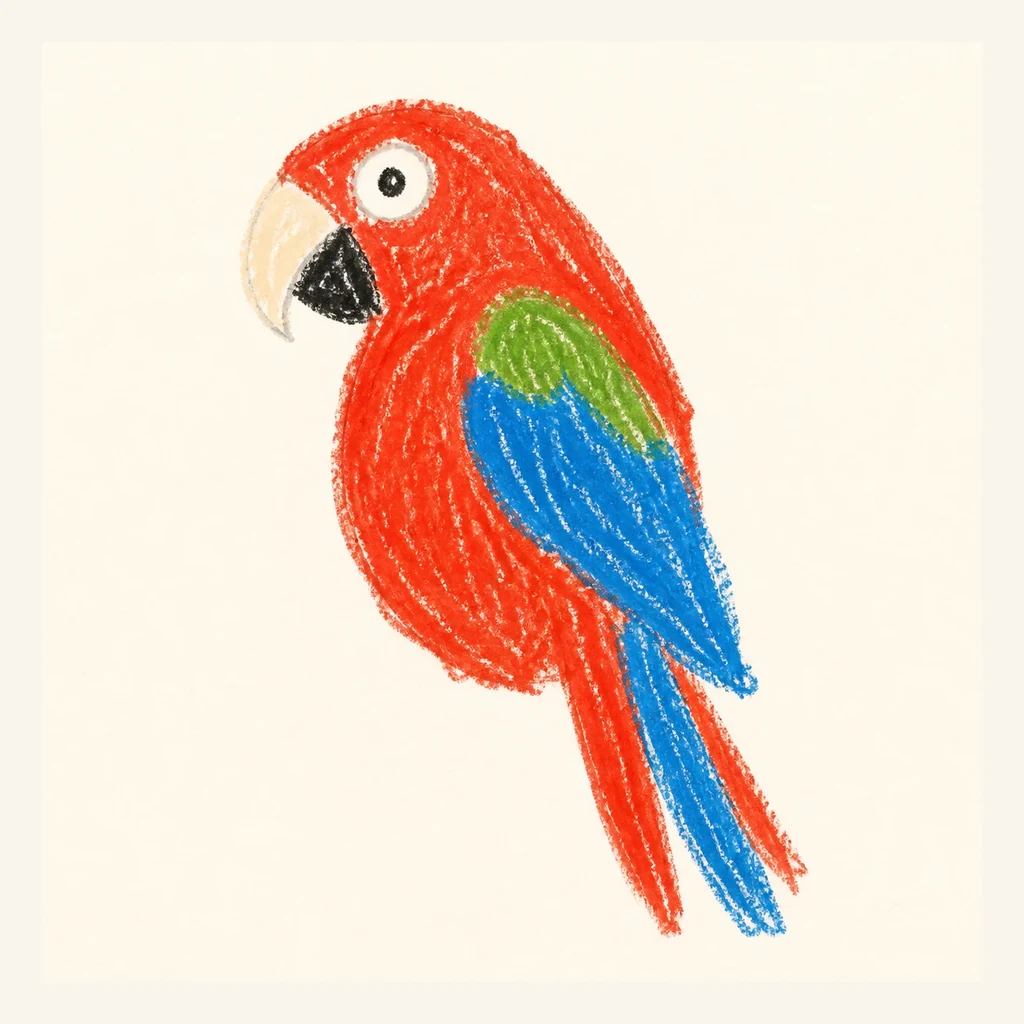 コンゴウインコのらくがき表示